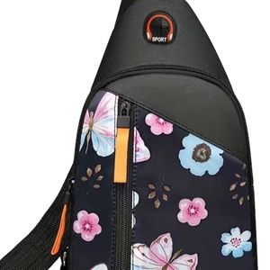 New black and butterfly cross body bag